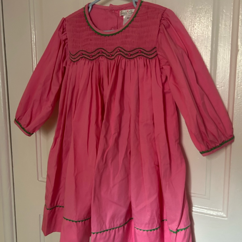 Petit Ami Pink Dress with Green Accents